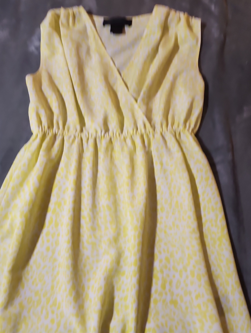 Kardashian Kollection Yellow Printed Sleeveless Faux-Wrap Mini Dress